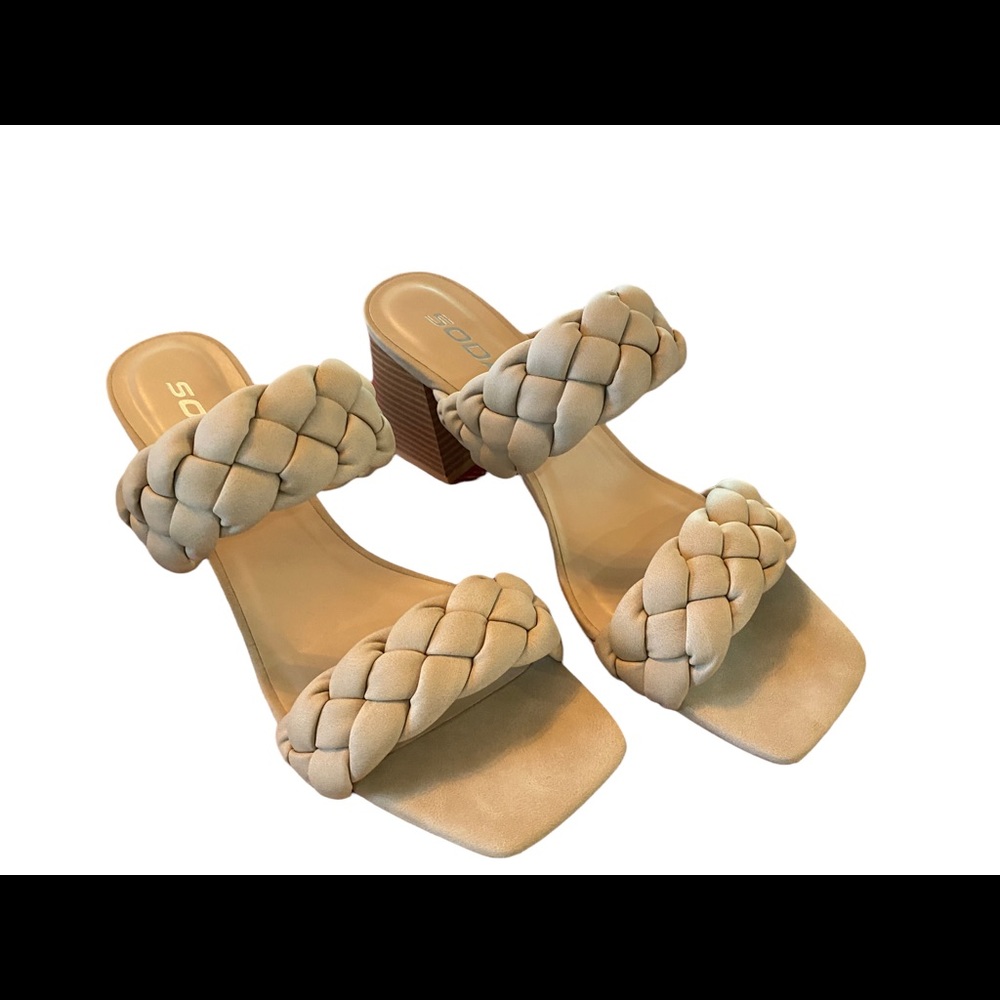 SODA brand braided heels, size 9 never worn.